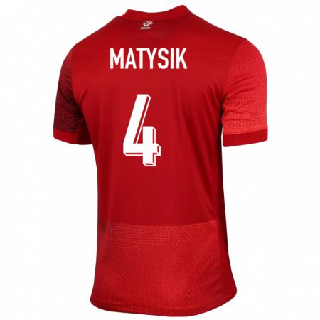 Kandiny Kinder Polen Milosz Matysik #4 Rot Auswärtstrikot Trikot 24-26 T-Shirt