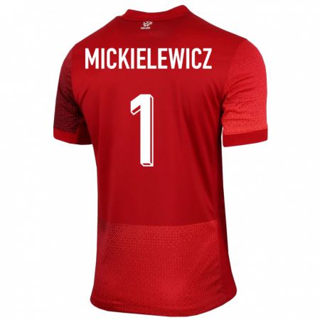 Kandiny Kinder Polen Aleksander Mickielewicz #1 Rot Auswärtstrikot Trikot 24-26 T-Shirt