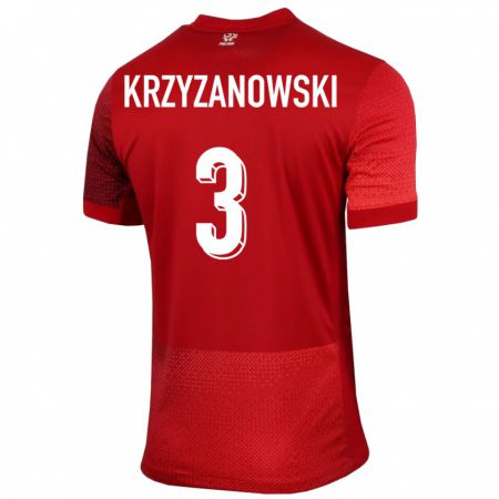 Kandiny Kinder Polen Jakub Krzyzanowski #3 Rot Auswärtstrikot Trikot 24-26 T-Shirt