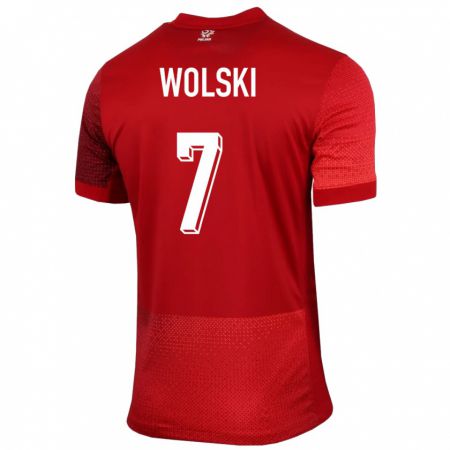 Kandiny Kinder Polen Filip Wolski #7 Rot Auswärtstrikot Trikot 24-26 T-Shirt