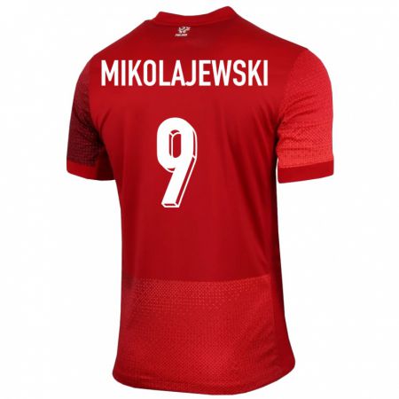 Kandiny Kinder Polen Daniel Mikolajewski #9 Rot Auswärtstrikot Trikot 24-26 T-Shirt