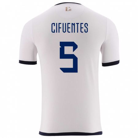 Kandiny Kinder Ecuador Jose Cifuentes #5 Weiß Auswärtstrikot Trikot 24-26 T-Shirt