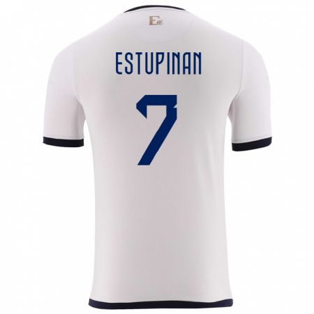 Kandiny Kinder Ecuador Pervis Estupinan #7 Weiß Auswärtstrikot Trikot 24-26 T-Shirt