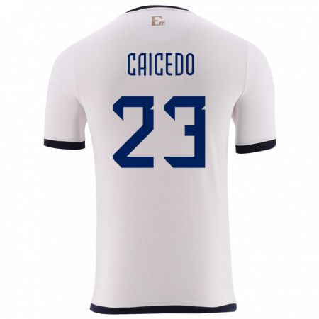 Kandiny Kinder Ecuador Moises Caicedo #23 Weiß Auswärtstrikot Trikot 24-26 T-Shirt