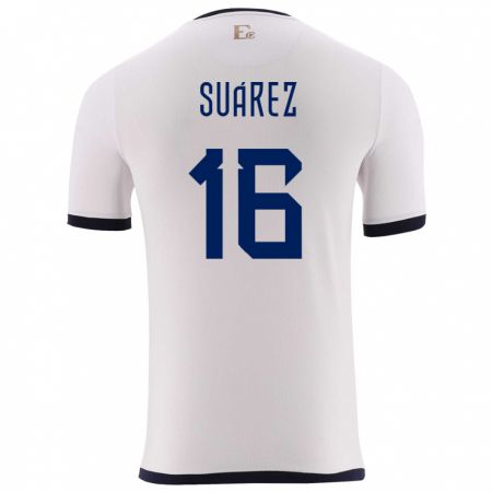 Kandiny Kinder Ecuador Ariel Suarez #16 Weiß Auswärtstrikot Trikot 24-26 T-Shirt