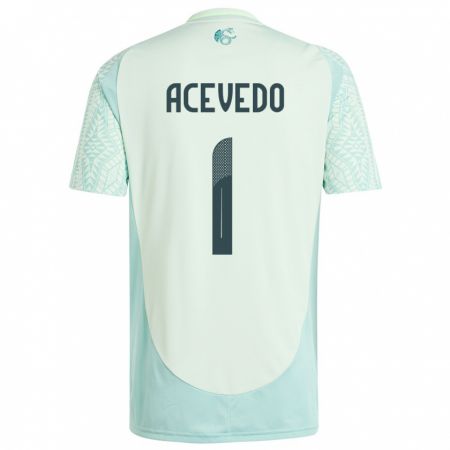 Kandiny Kinder Mexiko Carlos Acevedo #1 Leinengrün Auswärtstrikot Trikot 24-26 T-Shirt