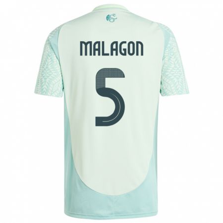 Kandiny Kinder Mexiko Luis Malagon #5 Leinengrün Auswärtstrikot Trikot 24-26 T-Shirt