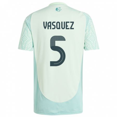 Kandiny Kinder Mexiko Johan Vasquez #5 Leinengrün Auswärtstrikot Trikot 24-26 T-Shirt