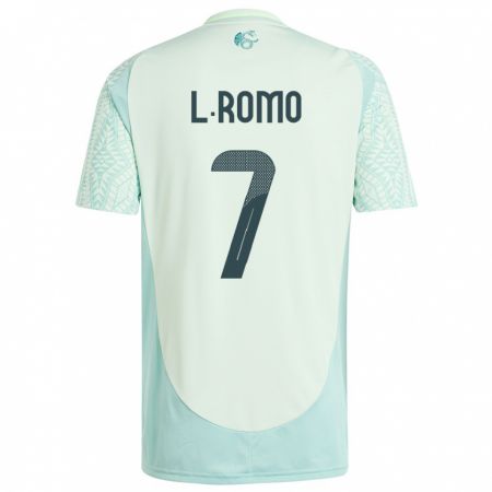 Kandiny Kinder Mexiko Luis Romo #7 Leinengrün Auswärtstrikot Trikot 24-26 T-Shirt