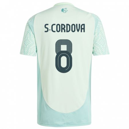 Kandiny Kinder Mexiko Sebastian Cordova #8 Leinengrün Auswärtstrikot Trikot 24-26 T-Shirt