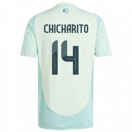 Kandiny Kinder Mexiko Chicharito #14 Leinengrün Auswärtstrikot Trikot 24-26 T-Shirt
