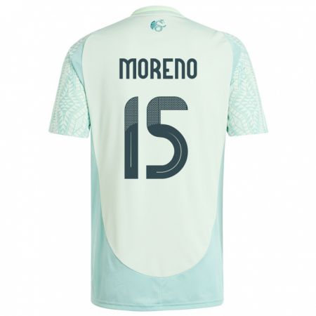 Kandiny Kinder Mexiko Hector Moreno #15 Leinengrün Auswärtstrikot Trikot 24-26 T-Shirt