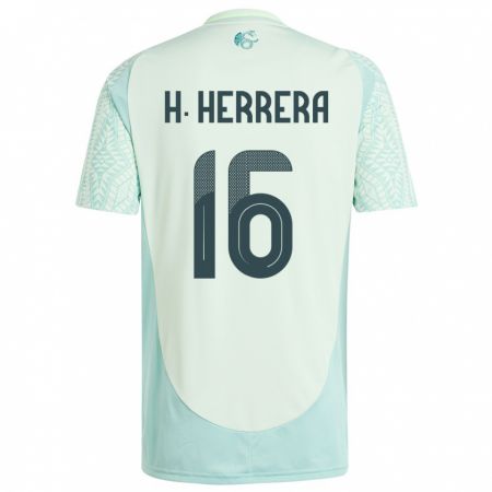 Kandiny Kinder Mexiko Hector Herrera #16 Leinengrün Auswärtstrikot Trikot 24-26 T-Shirt