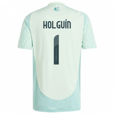 Kandiny Kinder Mexiko Hector Holguin #1 Leinengrün Auswärtstrikot Trikot 24-26 T-Shirt