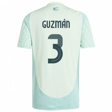 Kandiny Kinder Mexiko Victor Guzman #3 Leinengrün Auswärtstrikot Trikot 24-26 T-Shirt