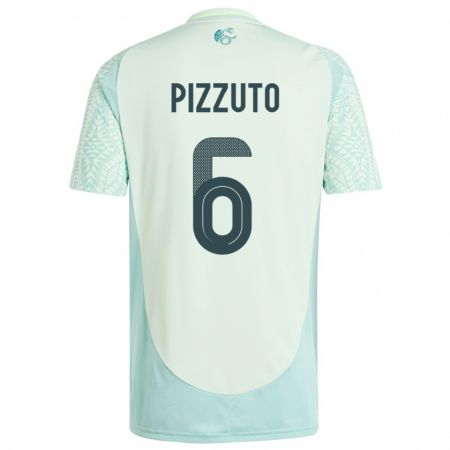 Kandiny Kinder Mexiko Eugenio Pizzuto #6 Leinengrün Auswärtstrikot Trikot 24-26 T-Shirt