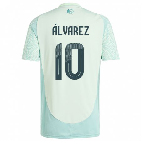 Kandiny Kinder Mexiko Efrain Alvarez #10 Leinengrün Auswärtstrikot Trikot 24-26 T-Shirt