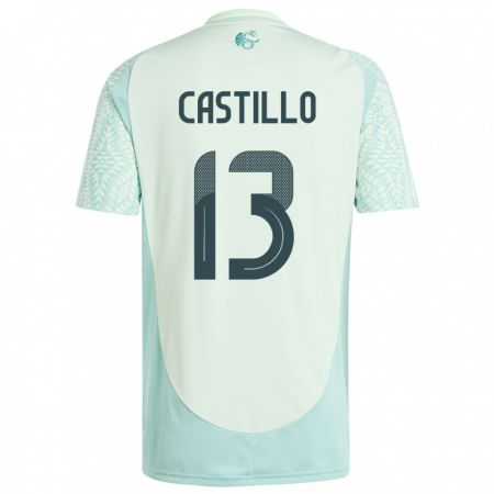 Kandiny Kinder Mexiko Jose Castillo #13 Leinengrün Auswärtstrikot Trikot 24-26 T-Shirt