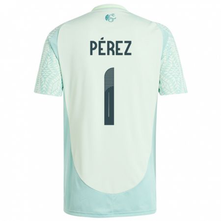 Kandiny Kinder Mexiko Emiliano Perez #1 Leinengrün Auswärtstrikot Trikot 24-26 T-Shirt