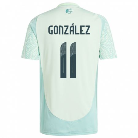 Kandiny Kinder Mexiko Bryan Gonzalez #11 Leinengrün Auswärtstrikot Trikot 24-26 T-Shirt