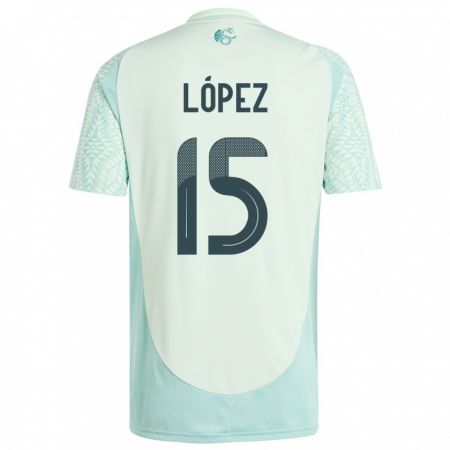 Kandiny Kinder Mexiko Everardo Lopez #15 Leinengrün Auswärtstrikot Trikot 24-26 T-Shirt