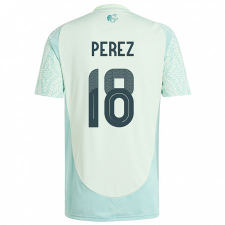 Kandiny Kinder Mexiko Jonathan Perez #18 Leinengrün Auswärtstrikot Trikot 24-26 T-Shirt