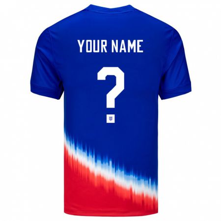 Kandiny Kinder Vereinigte Staaten Ihren Namen #0 Blau Auswärtstrikot Trikot 24-26 T-Shirt
