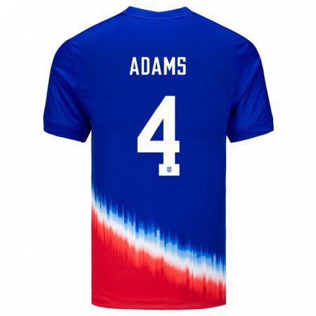 Kandiny Kinder Vereinigte Staaten Tyler Adams #4 Blau Auswärtstrikot Trikot 24-26 T-Shirt