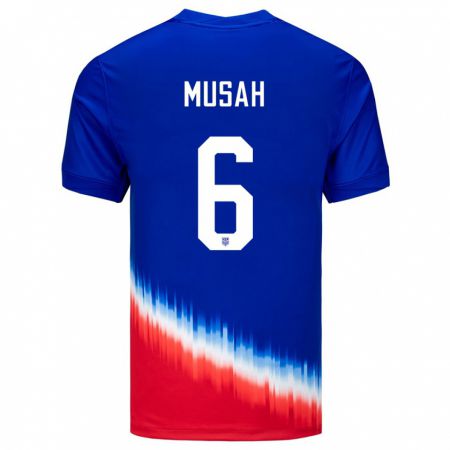 Kandiny Kinder Vereinigte Staaten Yunus Musah #6 Blau Auswärtstrikot Trikot 24-26 T-Shirt