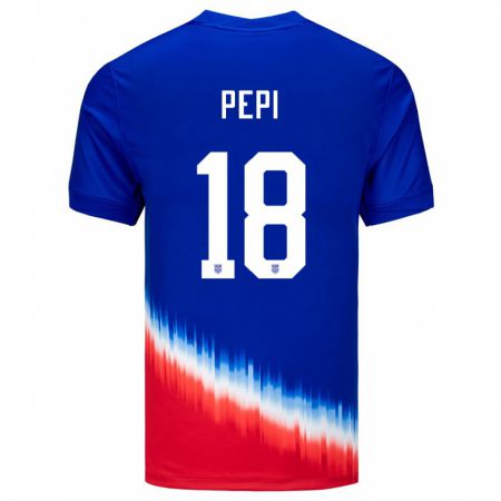 Kandiny Kinder Vereinigte Staaten Ricardo Pepi #18 Blau Auswärtstrikot Trikot 24-26 T-Shirt