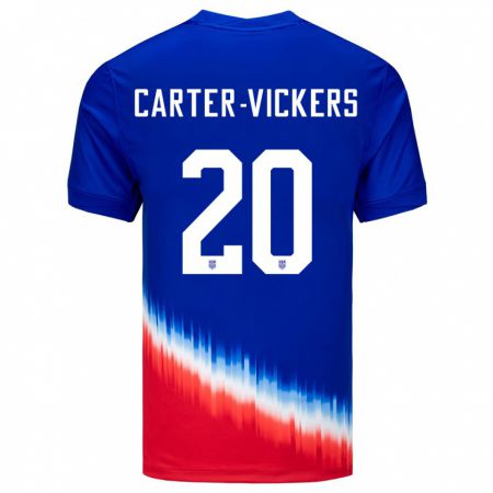 Kandiny Kinder Vereinigte Staaten Cameron Carter-Vickers #20 Blau Auswärtstrikot Trikot 24-26 T-Shirt