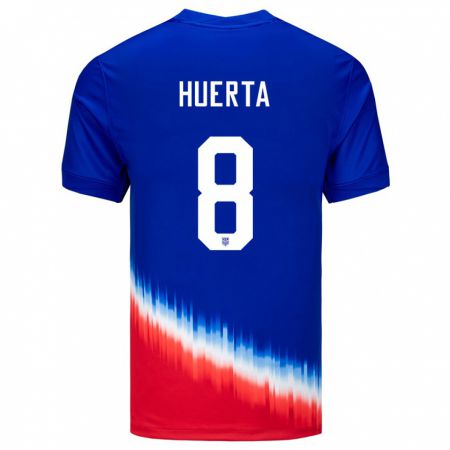Kandiny Kinder Vereinigte Staaten Sofia Huerta #8 Blau Auswärtstrikot Trikot 24-26 T-Shirt
