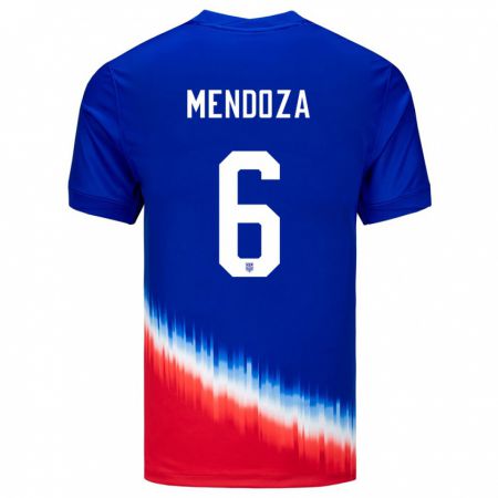 Kandiny Kinder Vereinigte Staaten Edwyn Mendoza #6 Blau Auswärtstrikot Trikot 24-26 T-Shirt