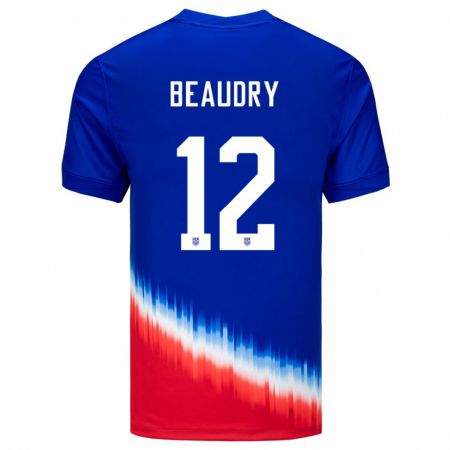 Kandiny Kinder Vereinigte Staaten Adam Beaudry #12 Blau Auswärtstrikot Trikot 24-26 T-Shirt