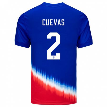 Kandiny Kinder Vereinigte Staaten Mauricio Cuevas #2 Blau Auswärtstrikot Trikot 24-26 T-Shirt