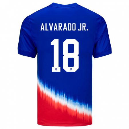 Kandiny Kinder Vereinigte Staaten Alejandro Alvarado Jr #18 Blau Auswärtstrikot Trikot 24-26 T-Shirt