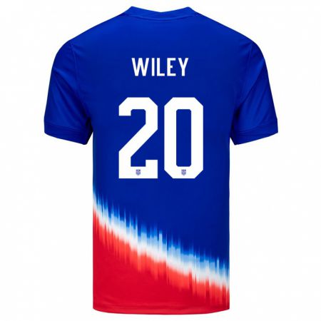 Kandiny Kinder Vereinigte Staaten Caleb Wiley #20 Blau Auswärtstrikot Trikot 24-26 T-Shirt
