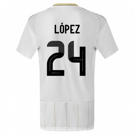 Kandiny Kinder Costa Rica Douglas Lopez #24 Weiß Auswärtstrikot Trikot 24-26 T-Shirt