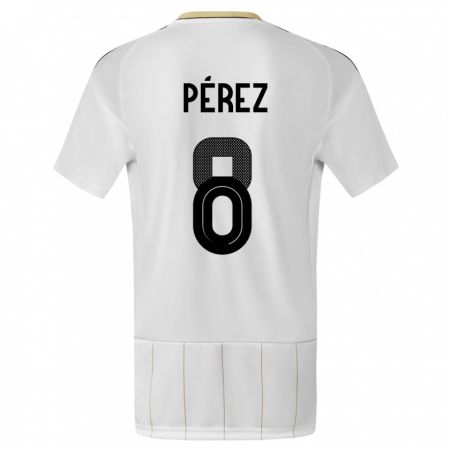 Kandiny Kinder Costa Rica Creichel Perez #8 Weiß Auswärtstrikot Trikot 24-26 T-Shirt