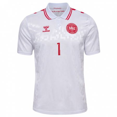 Kandiny Kinder Dänemark Filip Jørgensen #1 Weiß Auswärtstrikot Trikot 24-26 T-Shirt