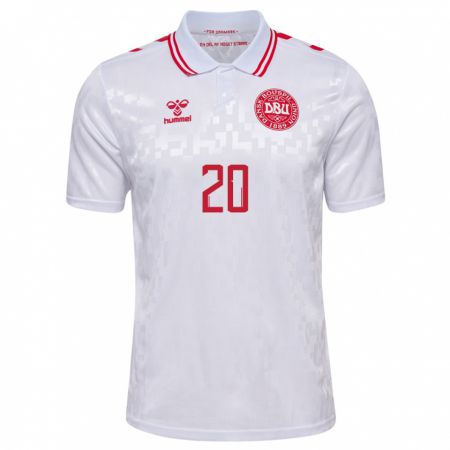 Kandiny Kinder Dänemark Sanders Ngabo #20 Weiß Auswärtstrikot Trikot 24-26 T-Shirt
