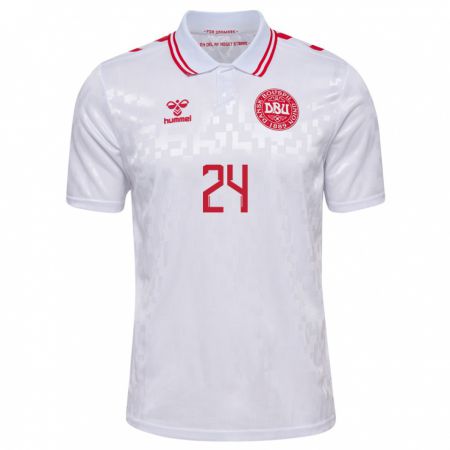 Kandiny Kinder Dänemark Sarah Thygesen #24 Weiß Auswärtstrikot Trikot 24-26 T-Shirt