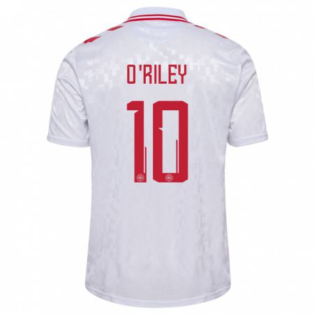 Kandiny Kinder Dänemark Matt O'riley #10 Weiß Auswärtstrikot Trikot 24-26 T-Shirt