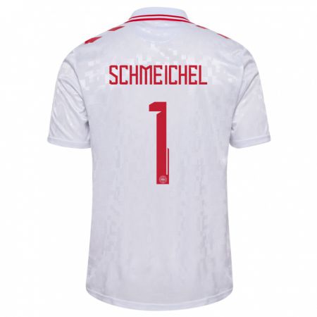 Kandiny Kinder Dänemark Kasper Schmeichel #1 Weiß Auswärtstrikot Trikot 24-26 T-Shirt