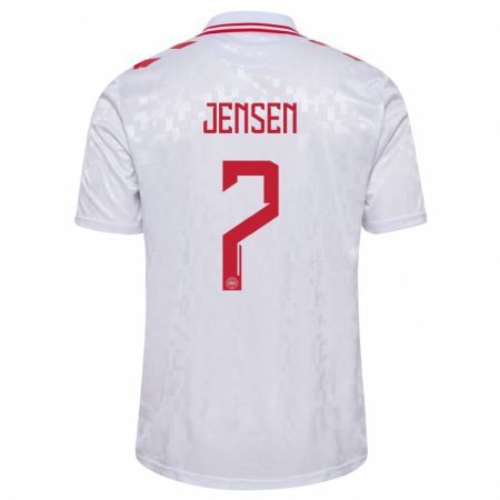 Kandiny Kinder Dänemark Mathias Jensen #7 Weiß Auswärtstrikot Trikot 24-26 T-Shirt