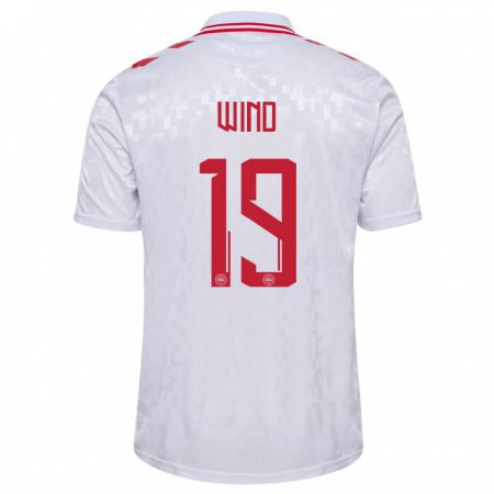 Kandiny Kinder Dänemark Jonas Wind #19 Weiß Auswärtstrikot Trikot 24-26 T-Shirt