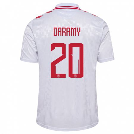 Kandiny Kinder Dänemark Mohamed Daramy #20 Weiß Auswärtstrikot Trikot 24-26 T-Shirt