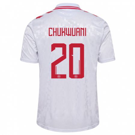 Kandiny Kinder Dänemark Tochi Chukwuani #20 Weiß Auswärtstrikot Trikot 24-26 T-Shirt