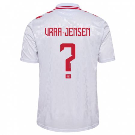 Kandiny Kinder Dänemark Ludwig Vraa-Jensen #0 Weiß Auswärtstrikot Trikot 24-26 T-Shirt