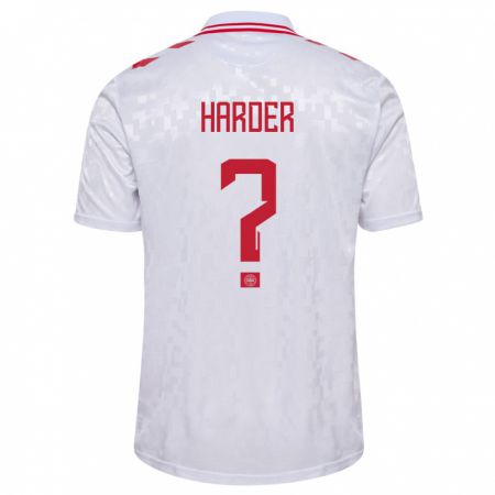 Kandiny Kinder Dänemark Conrad Harder #0 Weiß Auswärtstrikot Trikot 24-26 T-Shirt